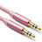 Cable Mini Jack de 3.5mm Adaptador Estereo Doble Macho Plano Audio A04 Rosa