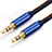 Cable Mini Jack de 3.5mm Adaptador Estereo Doble Macho Plano Audio A05 Azul