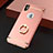 Carcasa Bumper Lujo Marco de Metal y Plastico con Anillo de dedo Soporte F02 para Apple iPhone Xs Max Oro Rosa