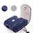 Carcasa de Cuero con Mosqueton Enchufe para AirPods Funda de Carga A05 Azul