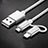 Cargador Cable Lightning USB Carga y Datos Android Micro USB C01 para Apple iPad Air 4 10.9 (2020) Plata