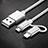 Cargador Cable Lightning USB Carga y Datos Android Micro USB C01 para Apple iPhone 11 Pro Max Plata