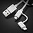 Cargador Cable Lightning USB Carga y Datos Android Micro USB C01 para Apple iPhone 11 Pro Max Plata