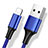 Cargador Cable Lightning USB Carga y Datos Android Micro USB Type-C ML01 Azul