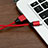 Cargador Cable USB Carga y Datos D03 para Apple iPad 3 Rojo