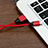 Cargador Cable USB Carga y Datos D03 para Apple iPhone 5C Rojo