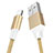 Cargador Cable USB Carga y Datos D04 para Apple iPad Mini 3 Oro