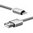 Cargador Cable USB Carga y Datos L07 para Apple iPad Air 4 10.9 (2020) Plata