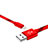 Cargador Cable USB Carga y Datos L10 para Apple iPad Air 2 Rojo