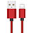 Cargador Cable USB Carga y Datos L11 para Apple iPad Air 2 Rojo