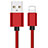 Cargador Cable USB Carga y Datos L11 para Apple iPad Mini 2 Rojo