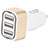 Cargador de Mechero 3.0A Adaptador Coche 3 Puerto USB Carga Rapida Universal U07 Oro