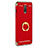 Funda Bumper Lujo Marco de Metal y Plastico con Anillo de dedo Soporte para Samsung Galaxy C8 C710F Rojo