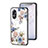 Funda Bumper Silicona Gel Espejo Flores Carcasa para Oppo A17