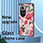 Funda Bumper Silicona Gel Espejo Flores Carcasa S01 para Oppo Reno11 5G