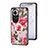 Funda Bumper Silicona Gel Espejo Flores Carcasa S01 para Oppo Reno11 5G