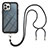 Funda Bumper Silicona y Plastico Carcasa Frontal y Trasera 360 Grados con Acollador Cordon Lanyard para Apple iPhone 14 Pro Max