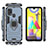 Funda Bumper Silicona y Plastico Mate Carcasa con Magnetico Anillo de dedo Soporte KC2 para Samsung Galaxy M21s