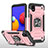 Funda Bumper Silicona y Plastico Mate Carcasa con Magnetico Anillo de dedo Soporte MQ1 para Samsung Galaxy A01 Core