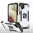 Funda Bumper Silicona y Plastico Mate Carcasa con Magnetico Anillo de dedo Soporte MQ1 para Samsung Galaxy F12