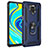 Funda Bumper Silicona y Plastico Mate Carcasa con Magnetico Anillo de dedo Soporte MQ3 para Xiaomi Redmi Note 9 Pro