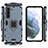 Funda Bumper Silicona y Plastico Mate Carcasa con Magnetico Anillo de dedo Soporte para Samsung Galaxy S21 FE 5G