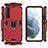 Funda Bumper Silicona y Plastico Mate Carcasa con Magnetico Anillo de dedo Soporte para Samsung Galaxy S22 Plus 5G