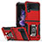 Funda Bumper Silicona y Plastico Mate Carcasa con Magnetico Anillo de dedo Soporte QW1 para Samsung Galaxy Z Flip3 5G