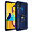 Funda Bumper Silicona y Plastico Mate Carcasa con Magnetico Anillo de dedo Soporte QW3 para Samsung Galaxy M21
