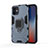 Funda Bumper Silicona y Plastico Mate Carcasa con Magnetico Anillo de dedo Soporte S01 para Apple iPhone 12 Mini