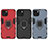 Funda Bumper Silicona y Plastico Mate Carcasa con Magnetico Anillo de dedo Soporte S01 para Apple iPhone 13 Mini