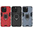 Funda Bumper Silicona y Plastico Mate Carcasa con Magnetico Anillo de dedo Soporte S01 para Apple iPhone 14 Pro