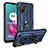 Funda Bumper Silicona y Plastico Mate Carcasa con Magnetico Anillo de dedo Soporte S01 para Motorola Moto G10 Power