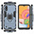 Funda Bumper Silicona y Plastico Mate Carcasa con Magnetico Anillo de dedo Soporte S01 para Samsung Galaxy A01 SM-A015