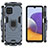 Funda Bumper Silicona y Plastico Mate Carcasa con Magnetico Anillo de dedo Soporte S01 para Samsung Galaxy A22 4G