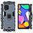 Funda Bumper Silicona y Plastico Mate Carcasa con Magnetico Anillo de dedo Soporte S01 para Samsung Galaxy M62 4G