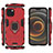 Funda Bumper Silicona y Plastico Mate Carcasa con Magnetico Anillo de dedo Soporte S02 para Apple iPhone 13