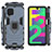 Funda Bumper Silicona y Plastico Mate Carcasa con Magnetico Anillo de dedo Soporte S02 para Samsung Galaxy F22 4G