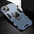 Funda Bumper Silicona y Plastico Mate Carcasa con Magnetico Anillo de dedo Soporte S03 para Apple iPhone 14