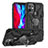 Funda Bumper Silicona y Plastico Mate Carcasa con Magnetico Anillo de dedo Soporte S07 para Apple iPhone 12