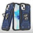 Funda Bumper Silicona y Plastico Mate Carcasa con Magnetico Anillo de dedo Soporte S08 para Apple iPhone 13 Mini