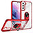 Funda Bumper Silicona y Plastico Mate Carcasa con Magnetico Anillo de dedo Soporte T01 para Samsung Galaxy S21 5G