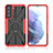 Funda Bumper Silicona y Plastico Mate Carcasa con Magnetico Anillo de dedo Soporte T09 para Samsung Galaxy S21 5G