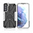 Funda Bumper Silicona y Plastico Mate Carcasa con Magnetico Anillo de dedo Soporte T09 para Samsung Galaxy S21 5G