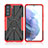 Funda Bumper Silicona y Plastico Mate Carcasa con Magnetico Anillo de dedo Soporte T09 para Samsung Galaxy S21 FE 5G