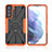 Funda Bumper Silicona y Plastico Mate Carcasa con Magnetico Anillo de dedo Soporte T09 para Samsung Galaxy S22 Plus 5G