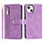 Funda de Cuero Cartera con Soporte Carcasa D06T para Apple iPhone 15