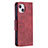 Funda de Cuero Cartera con Soporte Carcasa L01 para Apple iPhone 14 Plus Rojo