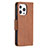 Funda de Cuero Cartera con Soporte Carcasa L01 para Apple iPhone 14 Pro Max Marron