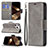 Funda de Cuero Cartera con Soporte Carcasa L01 para Apple iPhone 15 Pro Max Gris Oscuro